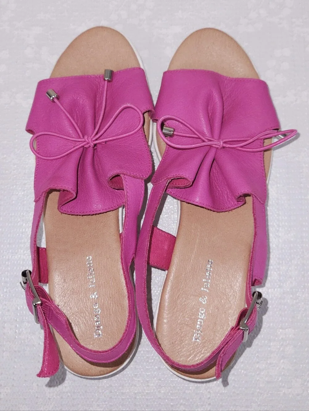 Django & Juliette Malika Slingback Platform Sandals Fuscia Leather